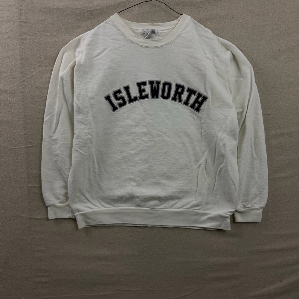 SDI Isleworth Sweatshirt‎ Mens XL White Cotton Graphic Crewneck Pullover